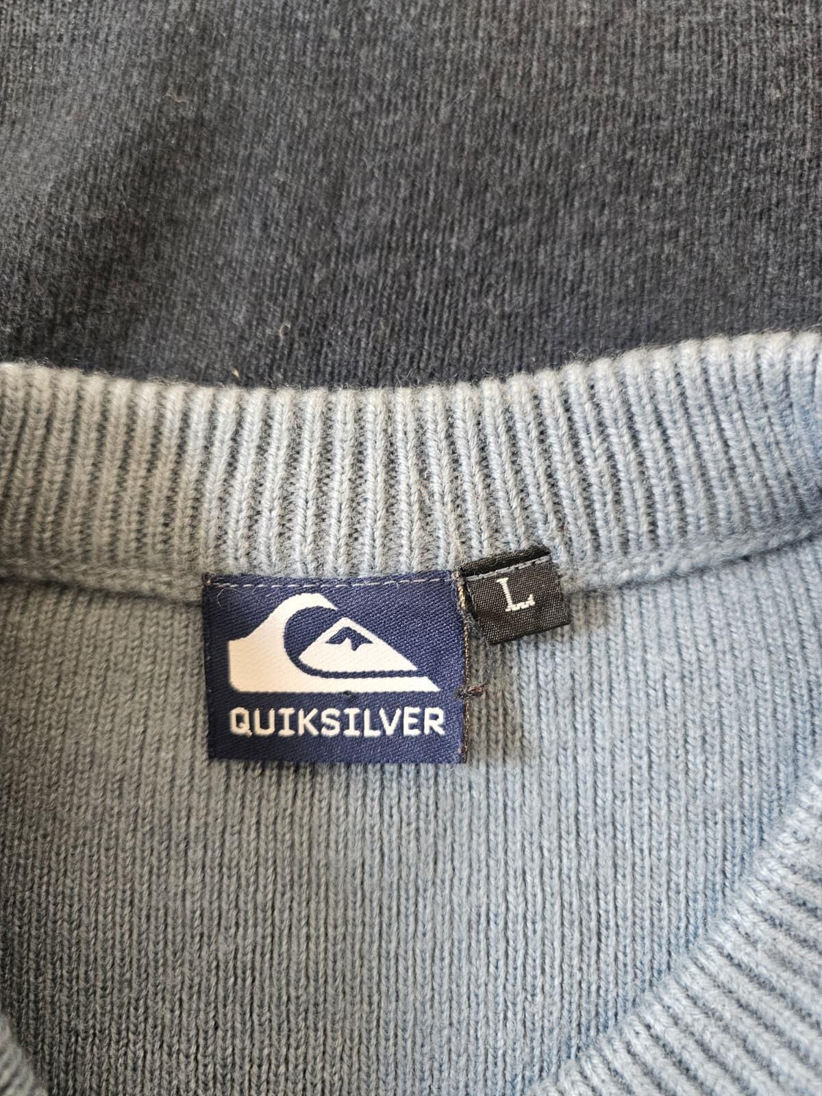 Quiksilver Mens Y2K 2000's Wool Blend Knitted Jumper - L/Large - Navy/Blue