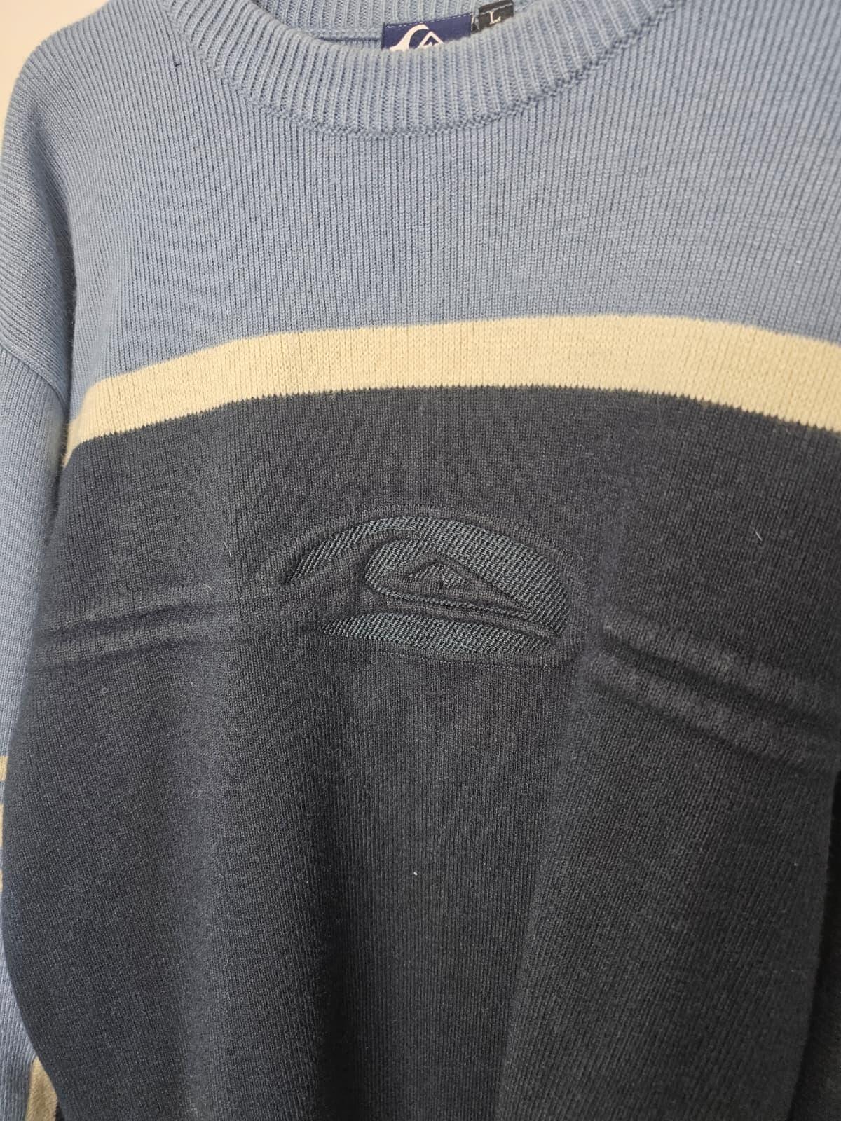 Quiksilver Mens Y2K 2000's Wool Blend Knitted Jumper - L/Large - Navy/Blue