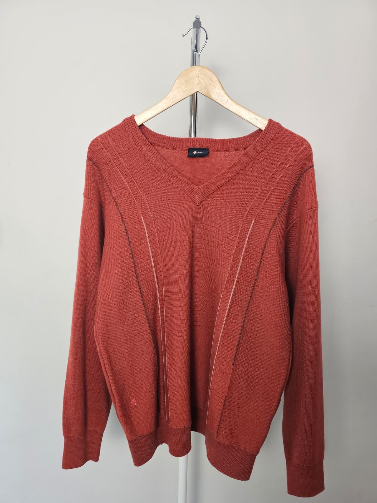 Gabicci Mens V-Neck Pullover Sweater/Jumper - M/Medium - Red Currant