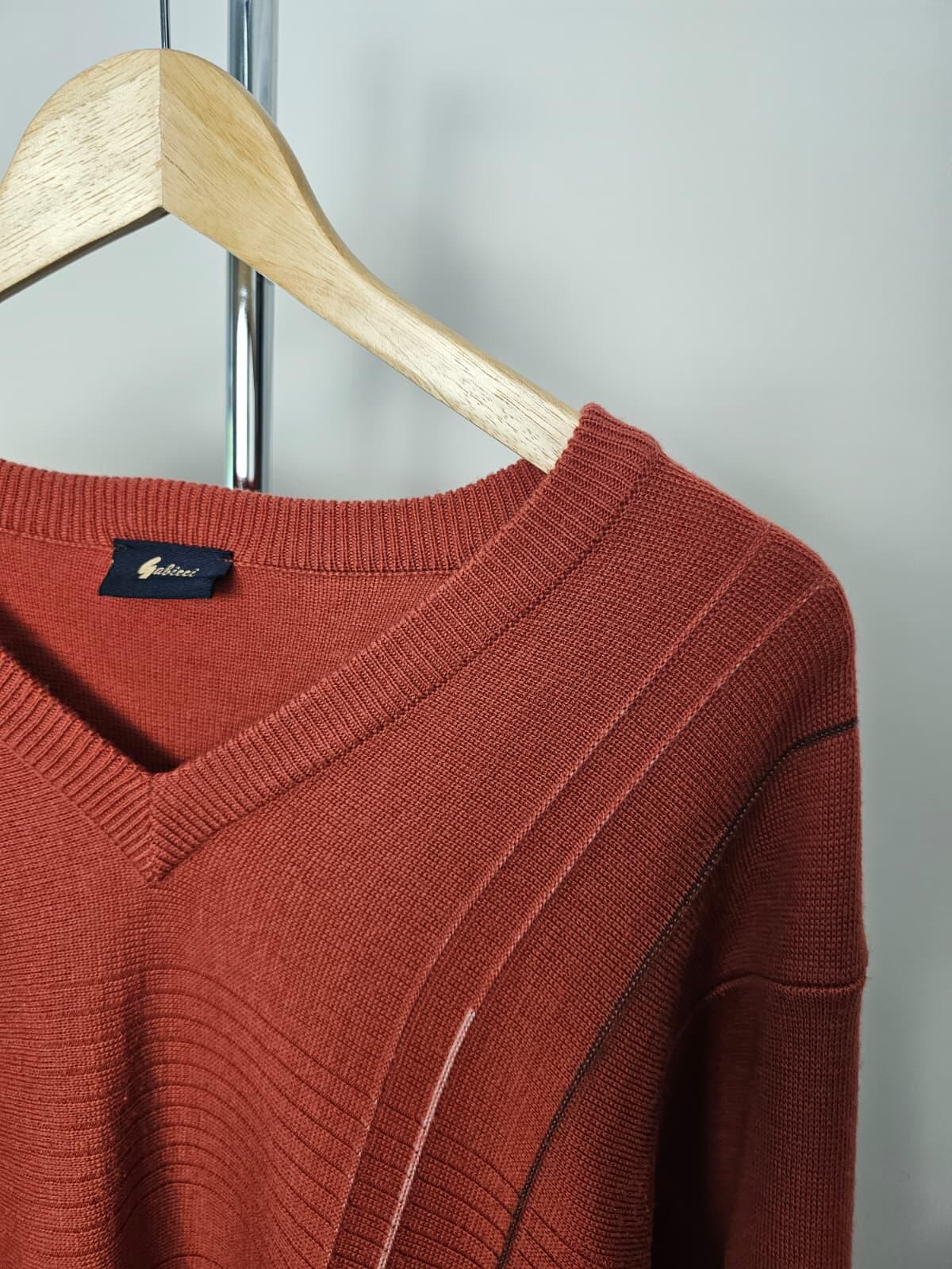 Gabicci Mens V-Neck Pullover Sweater/Jumper - M/Medium - Red Currant