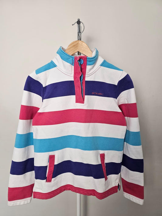 Animal Womens Button Neck Pullover Striped Pocket Jumper/Sweatshirt - UK 8