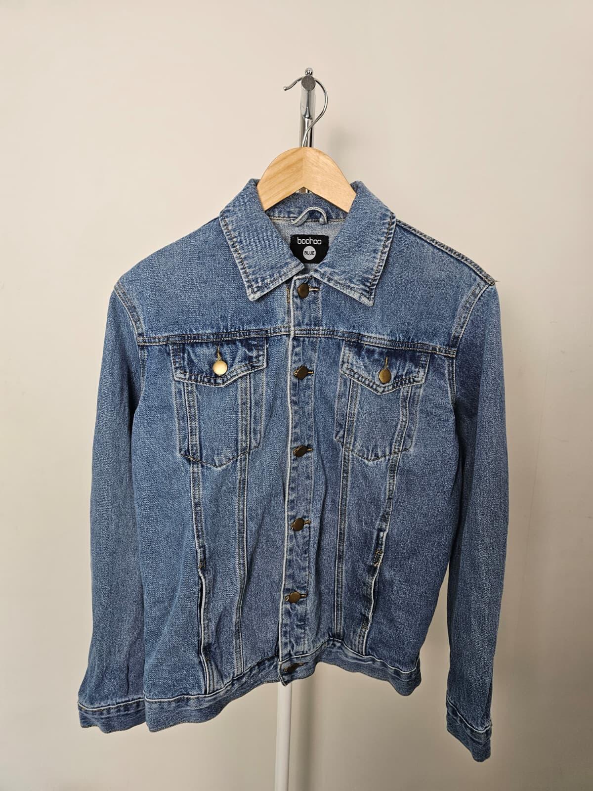 Boohoo Blue Japan Embroidered Detailing Blue Denim Jacket - UK 10