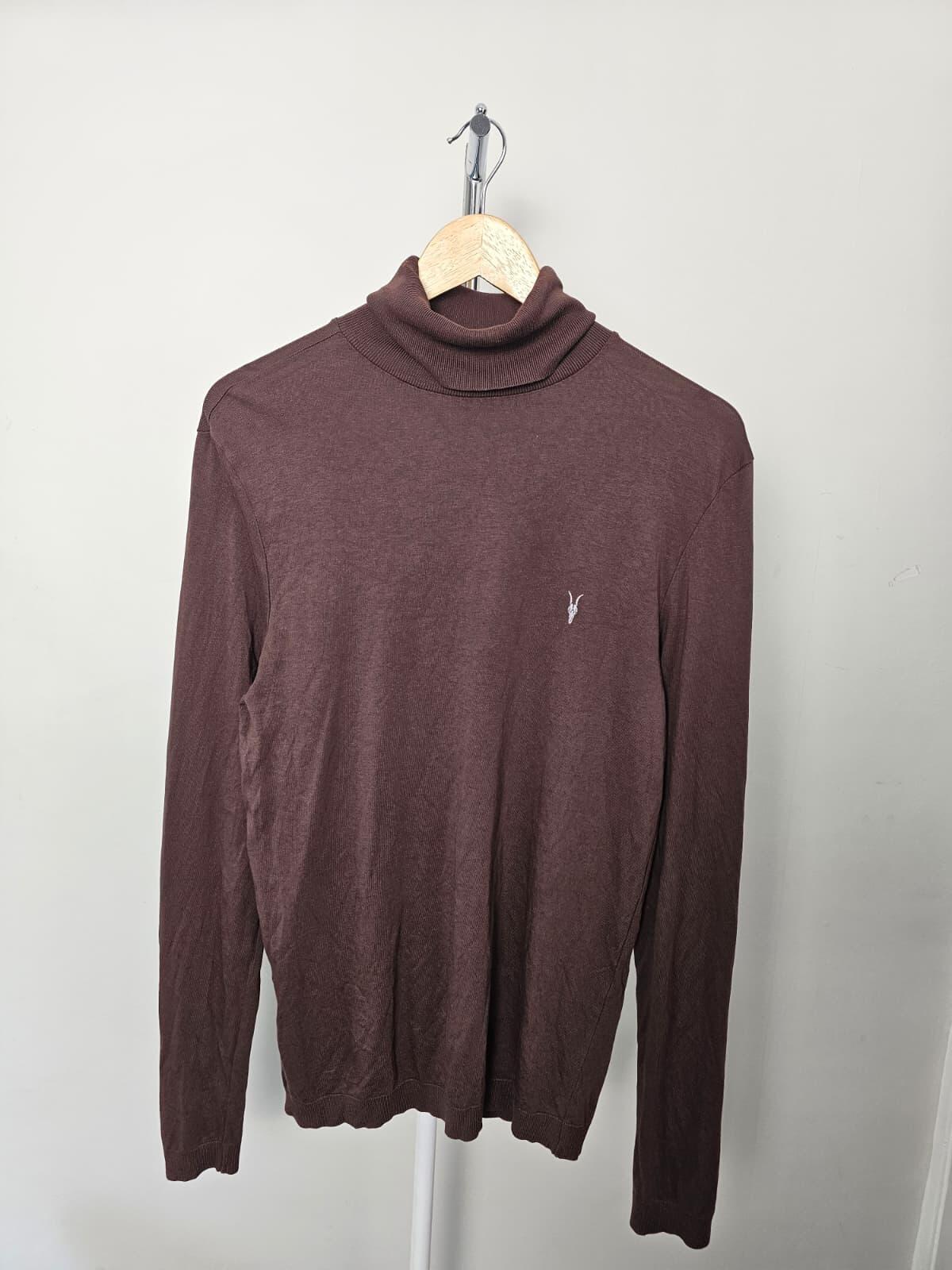 All Saints Mens Roll/Turtle Neck Lightweight Jumper - S/Small - Brown