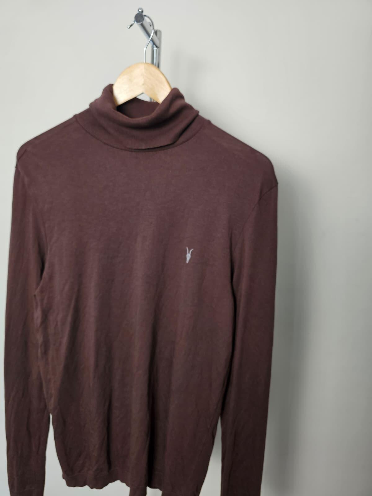 All Saints Mens Roll/Turtle Neck Lightweight Jumper - S/Small - Brown