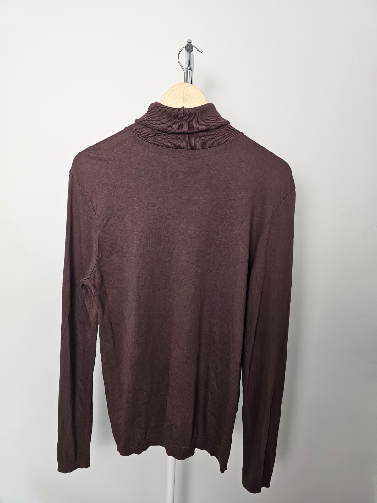 All Saints Mens Roll/Turtle Neck Lightweight Jumper - S/Small - Brown