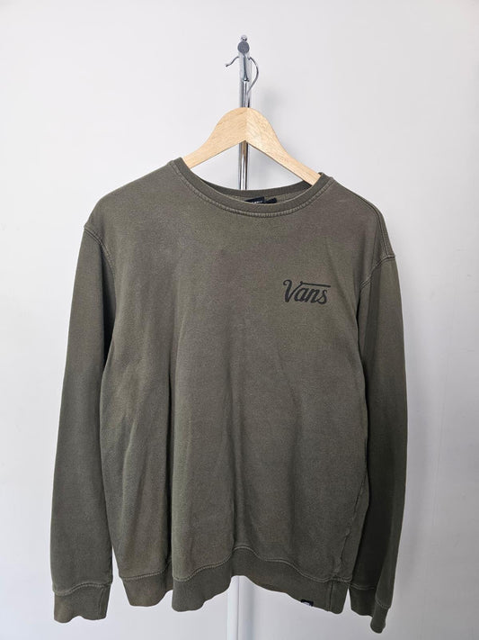 VANS Mens Chest Print Pullover Jumper/Sweatshirt - L/Large - Washed Khaki
