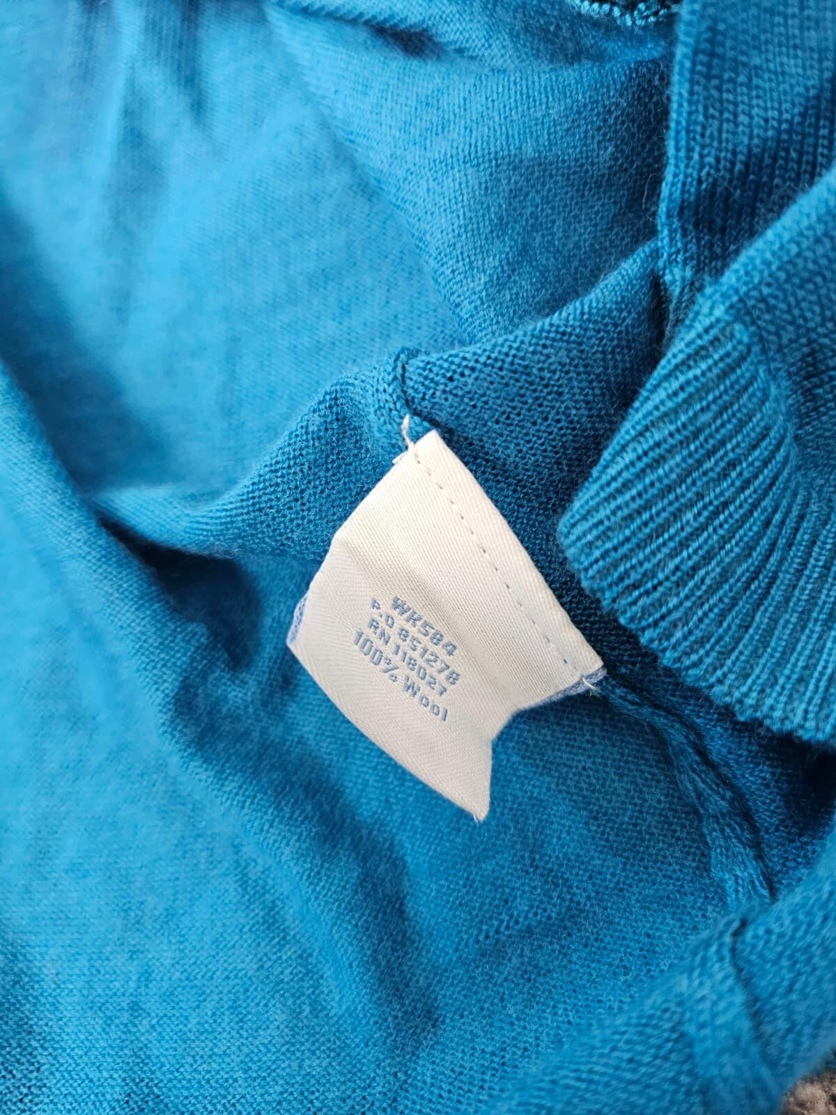 Boden Vintage 100% Wool Womens Ruffle Trim V Neck Cardigan - Teal Blue - UK 12