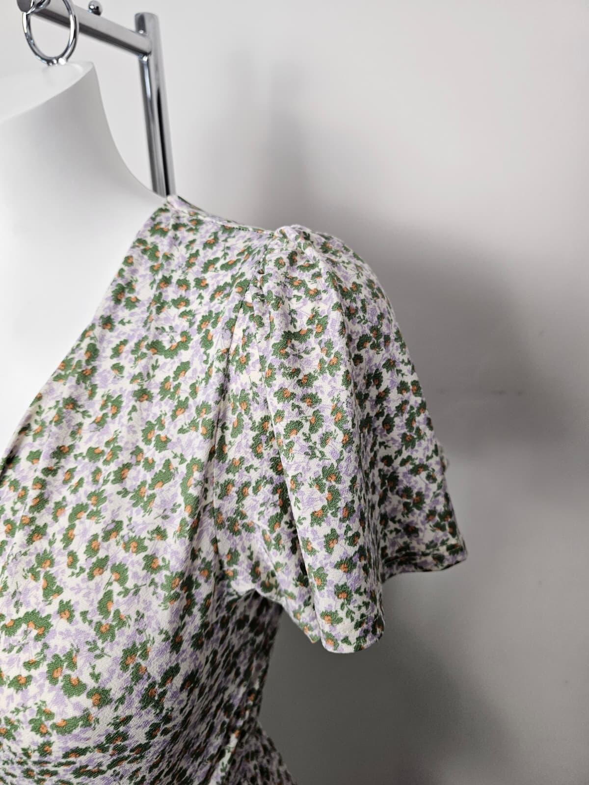 Monteau Womens Ruched Front Floral Mini Dress - XS/Extra Small
