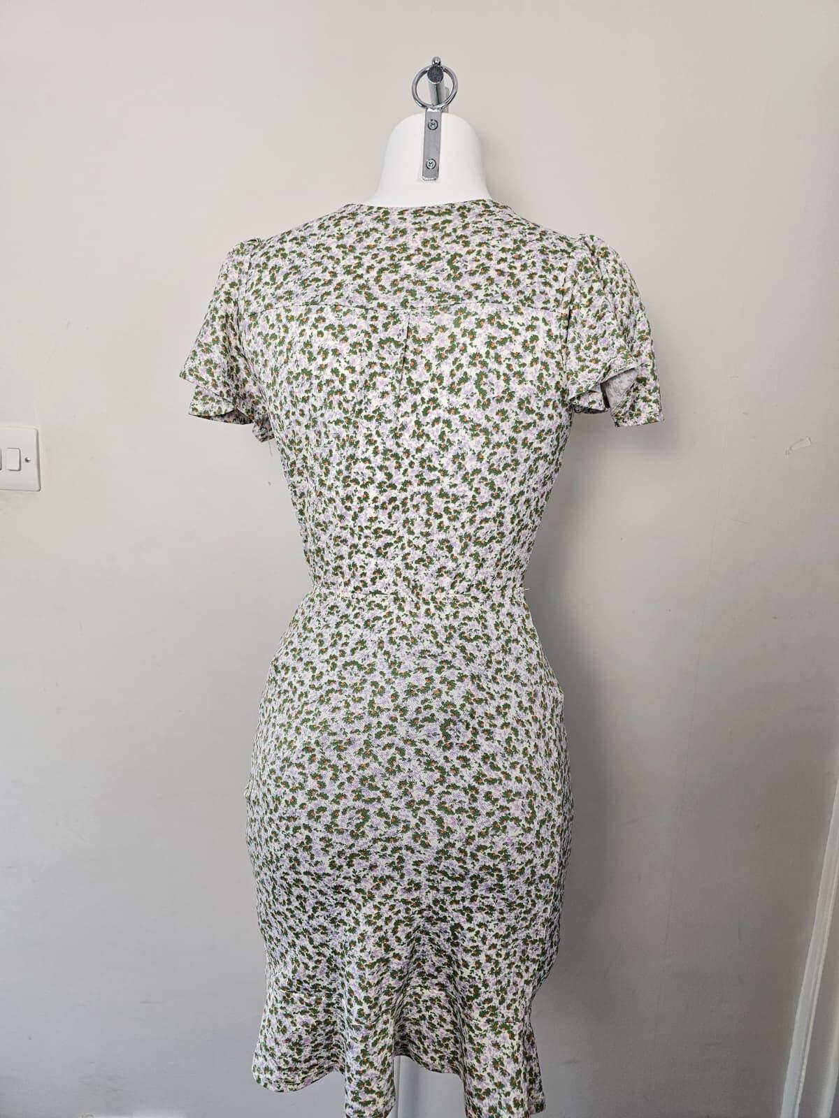 Monteau Womens Ruched Front Floral Mini Dress - XS/Extra Small