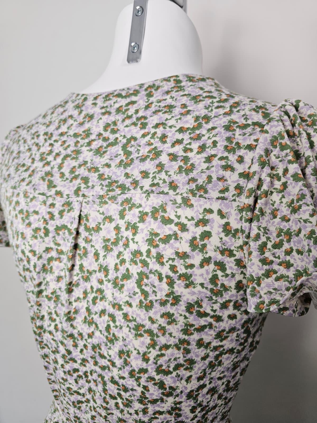 Monteau Womens Ruched Front Floral Mini Dress - XS/Extra Small