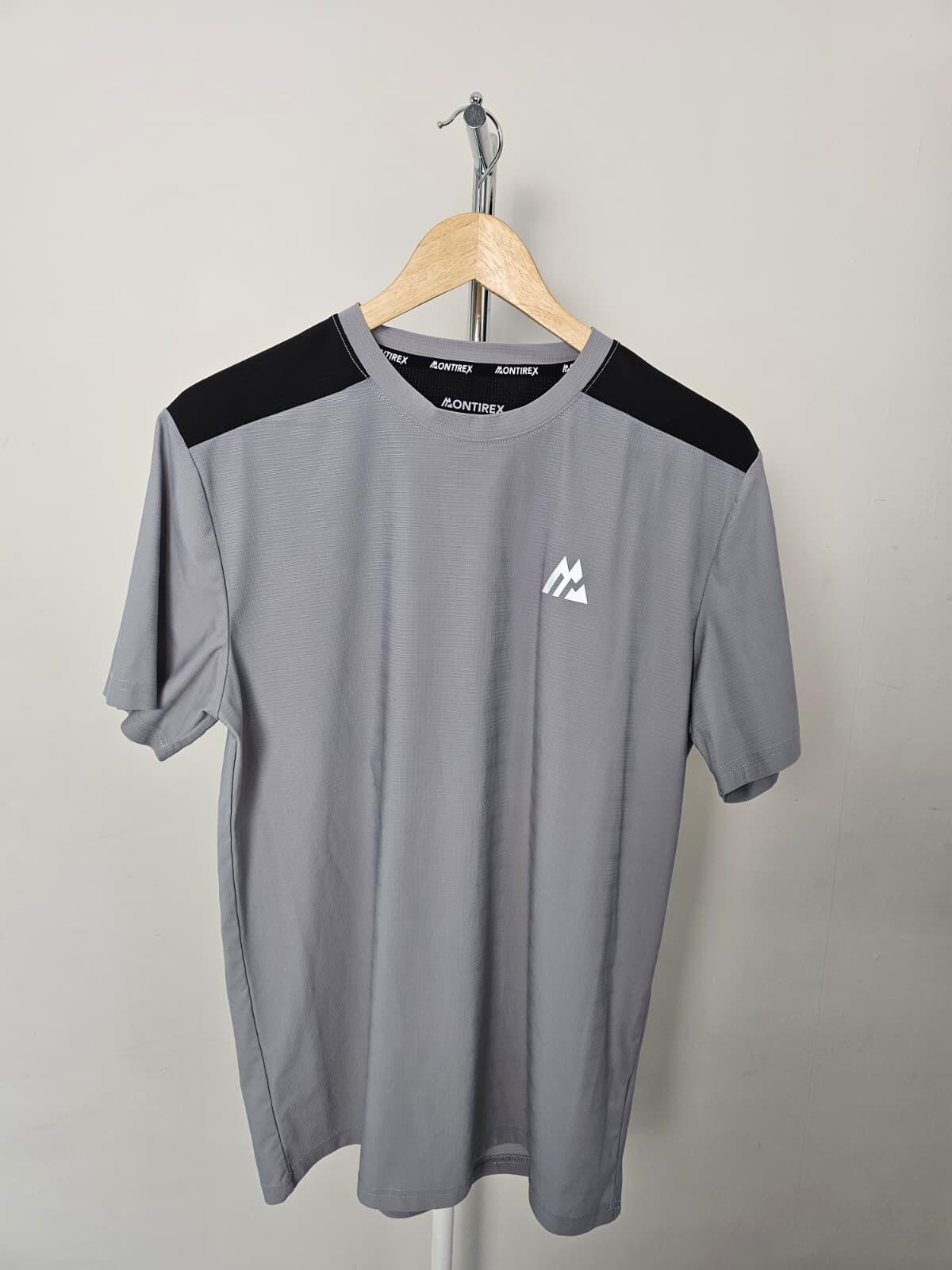 Mens Montirex Short Sleeve Activewear Top T-Shirt - M/Medium - Grey/Black