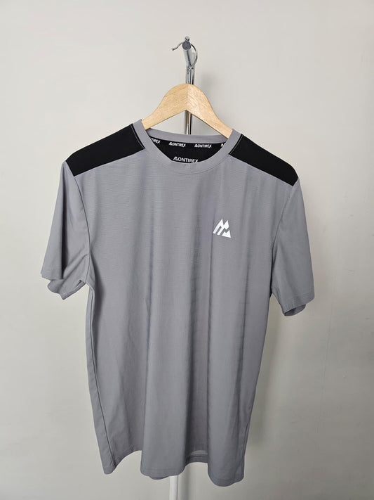 Mens Montirex Short Sleeve Activewear Top T-Shirt - M/Medium - Grey/Black