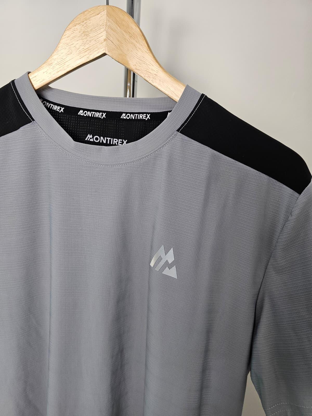Mens Montirex Short Sleeve Activewear Top T-Shirt - M/Medium - Grey/Black