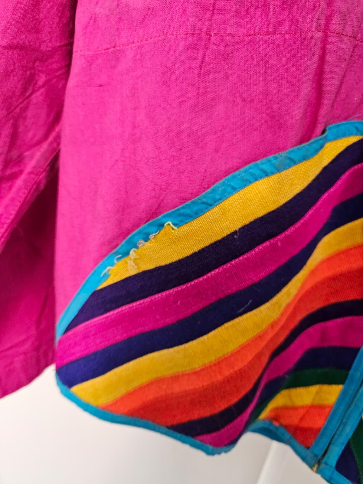 Vintage 'For Earth Only' Rainbow Hippie Striped Full Zip Casual Jacket M/Medium