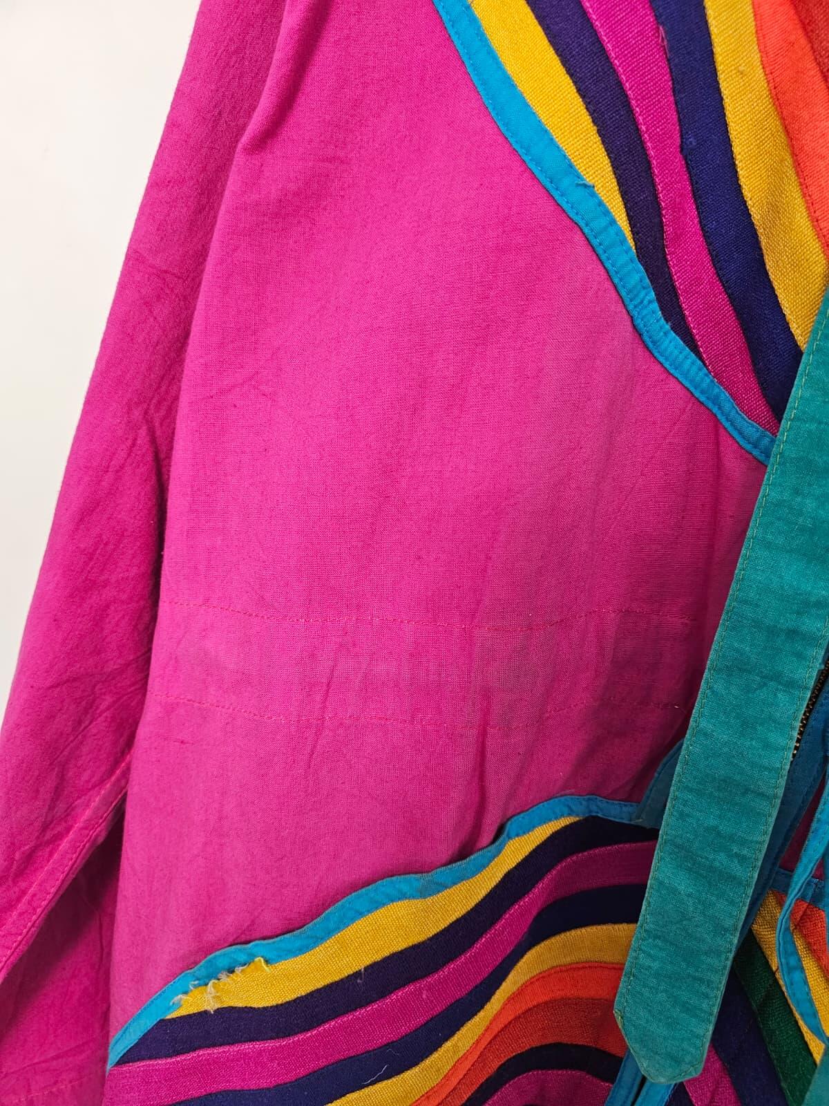 Vintage 'For Earth Only' Rainbow Hippie Striped Full Zip Casual Jacket M/Medium