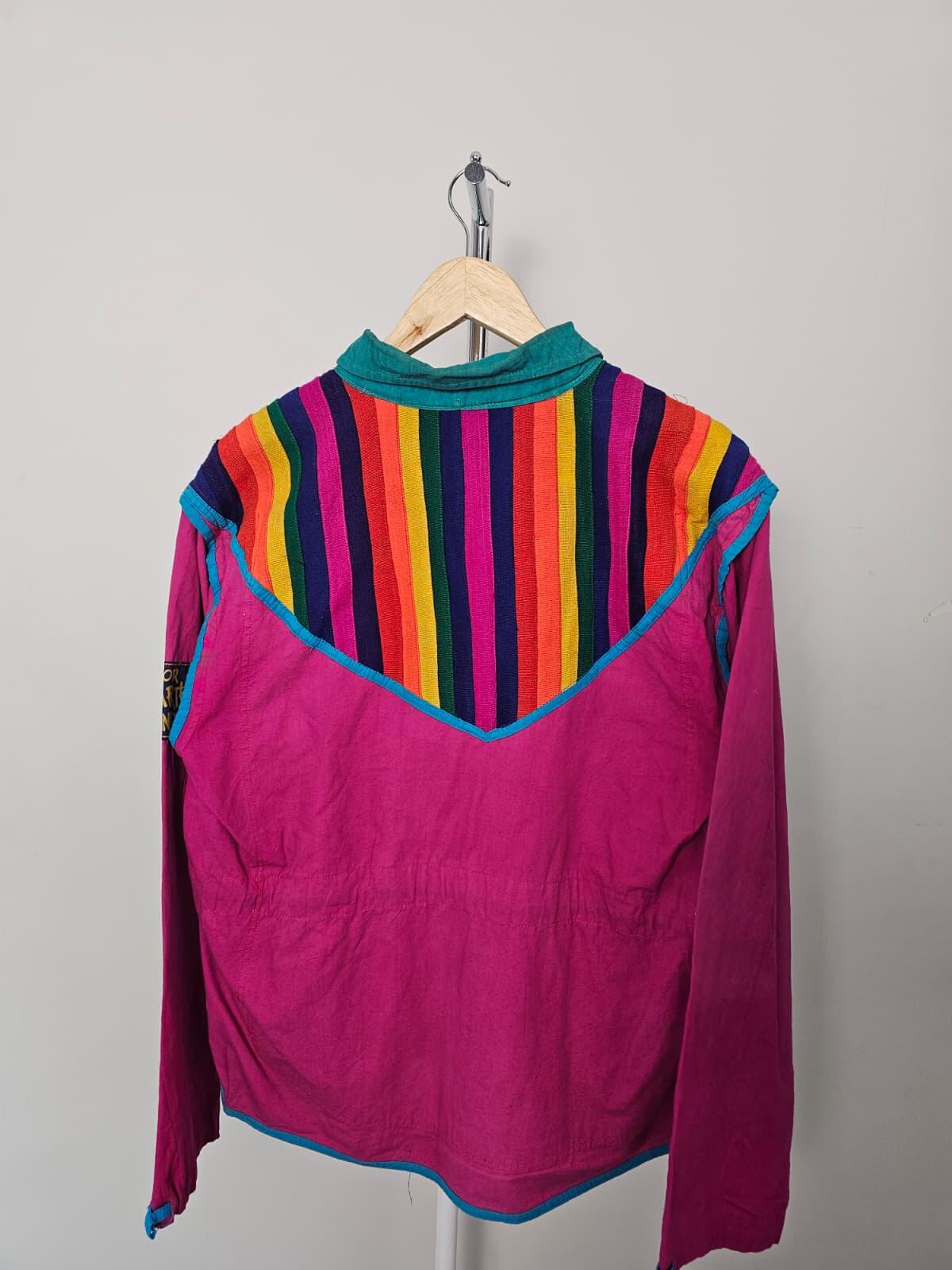 Vintage 'For Earth Only' Rainbow Hippie Striped Full Zip Casual Jacket M/Medium