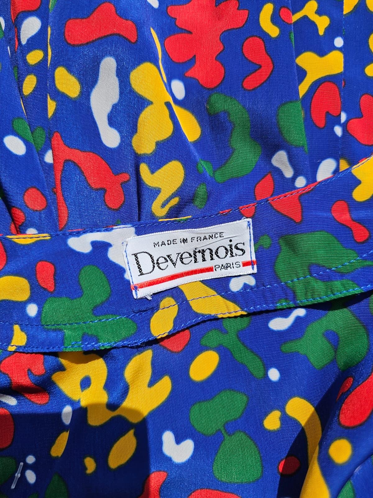 Gorgeous 'Made In France' Devernois 80's/90's Abstract Pattern Dress - UK 14