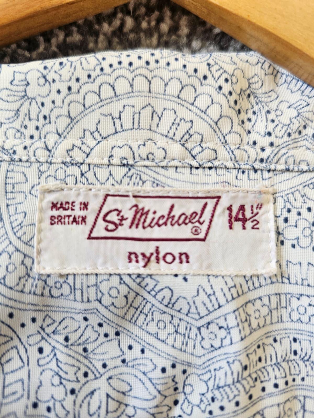 St Michael Vintage 1960s/70s Men's Floral Pattern Long Sleeve Shirt 14.5/Small