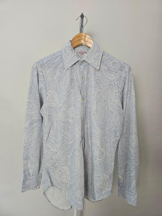 St Michael Vintage 1960s/70s Men's Floral Pattern Long Sleeve Shirt 14.5/Small
