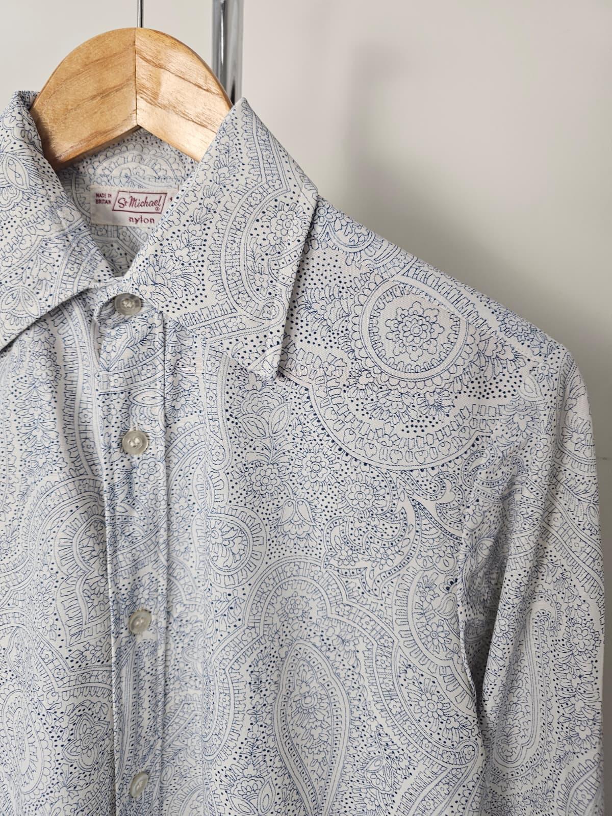 St Michael Vintage 1960s/70s Men's Floral Pattern Long Sleeve Shirt 14.5/Small