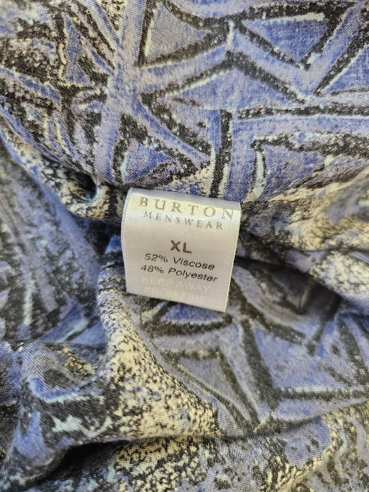 Burton Menswear Vintage 1990's Funky Pattern Retro Short Sleeve Shirt - XL