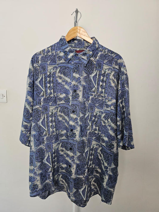 Burton Menswear Vintage 1990's Funky Pattern Retro Short Sleeve Shirt - XL
