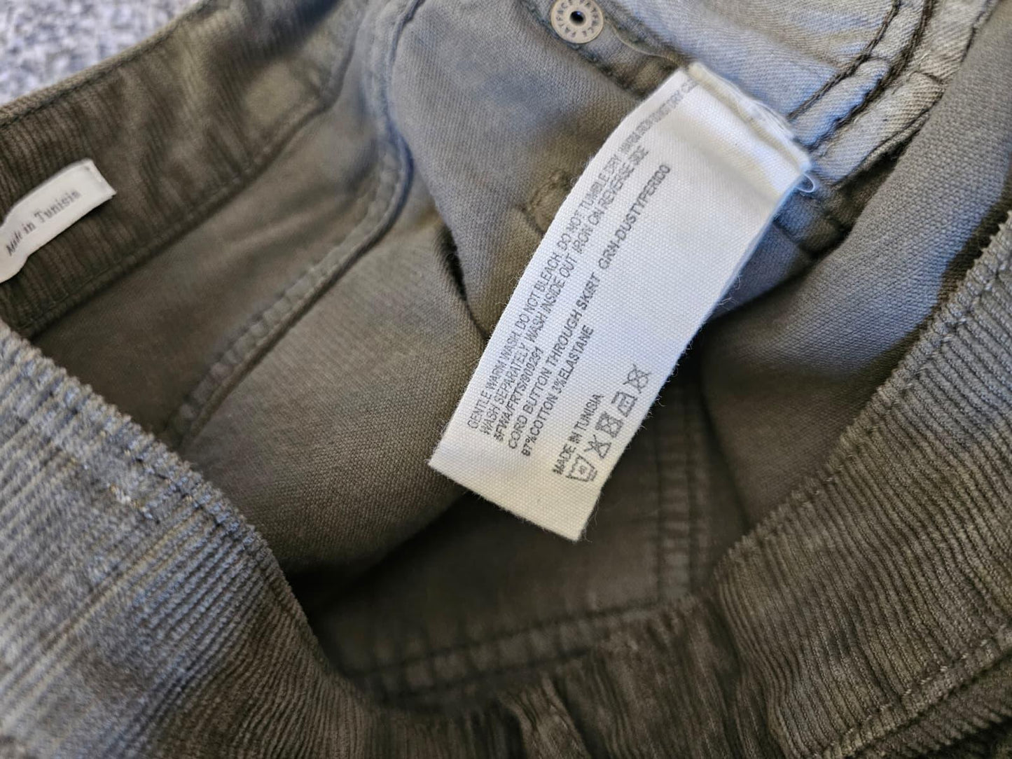 Fat Face UK Women's Corduroy Button Front Skirt - UK 6 - Dark Green/Khaki