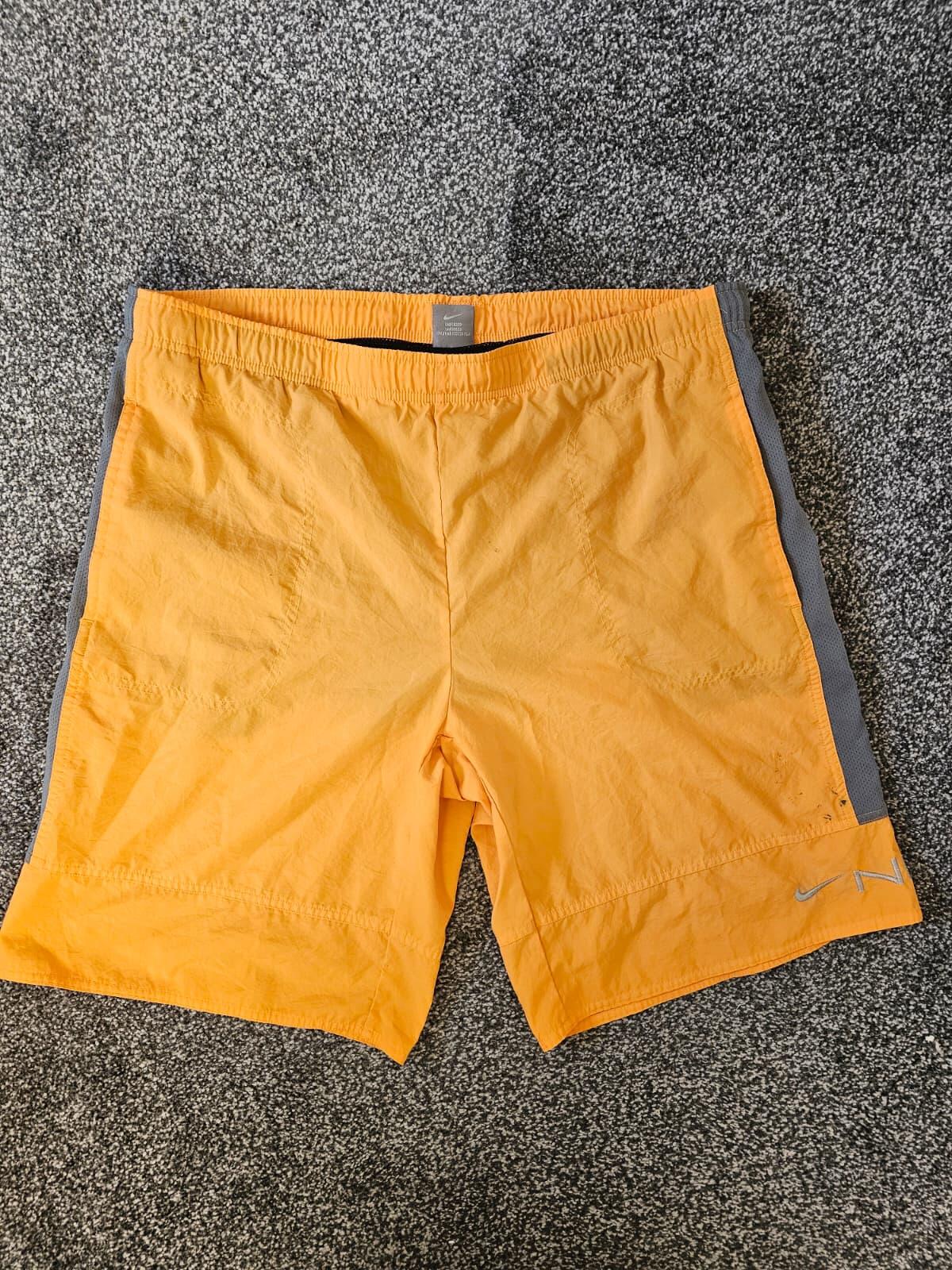 Nike Vintage Y2K Silver Tag Activewear/Casual/Swim Orange Grey Shorts - L/Large