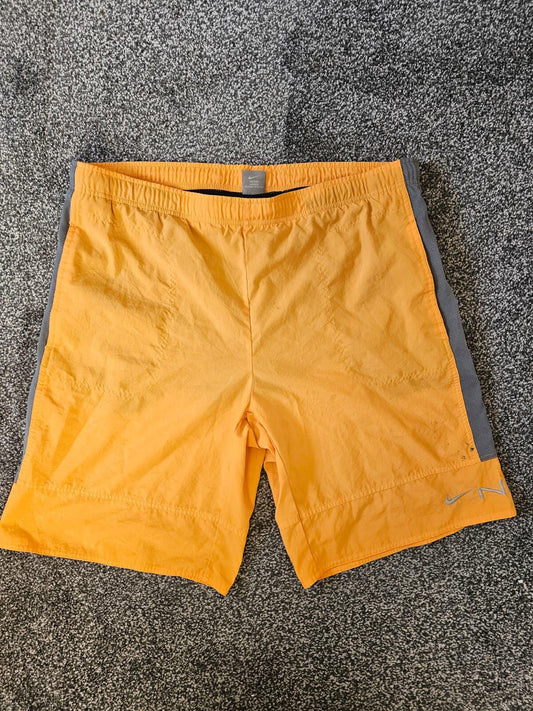 Nike Vintage Y2K Silver Tag Activewear/Casual/Swim Orange Grey Shorts - L/Large
