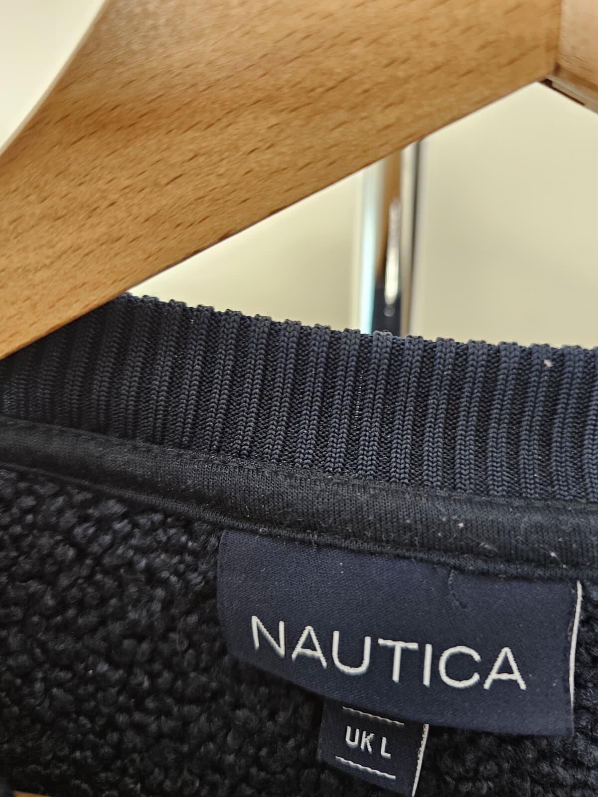 Nautica Elara Pullover Sherpa/Borg Embroidered Jumper/Sweatshirt - L/Large Navy