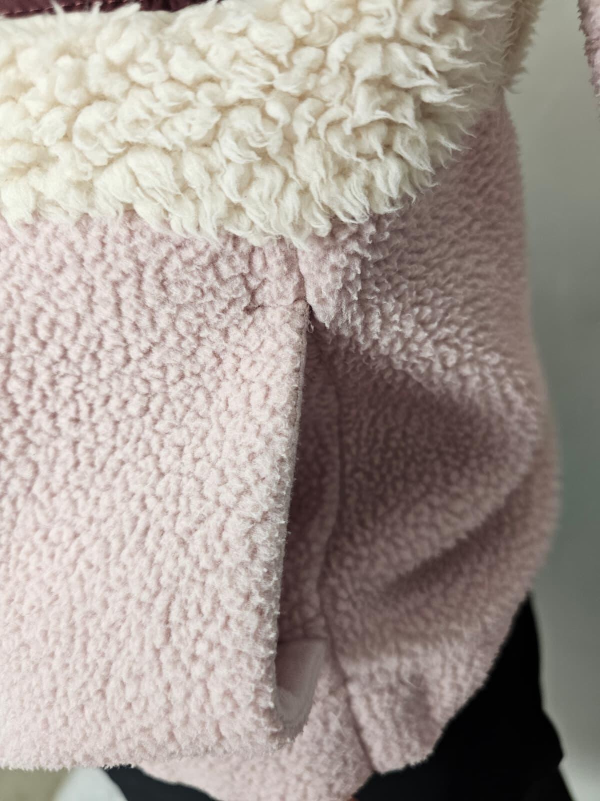 Columbia Women's Cropped Pullover Snap Button Fleece Jumper - Pink/Off White - S