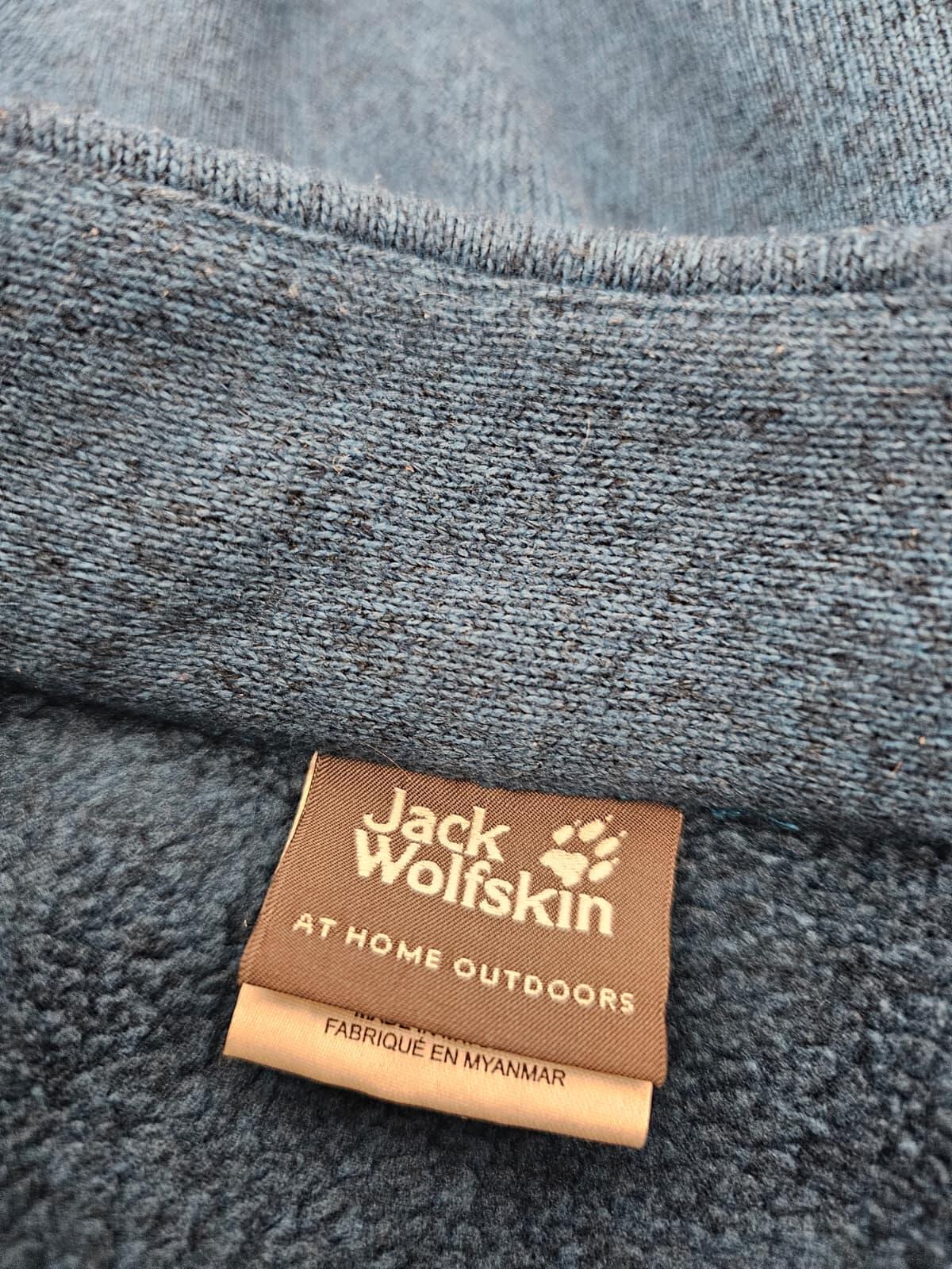 Jack Wolfskin Men's Full Zip Knitted Style Fleece Jacket - Teal Blue 44/46 XL