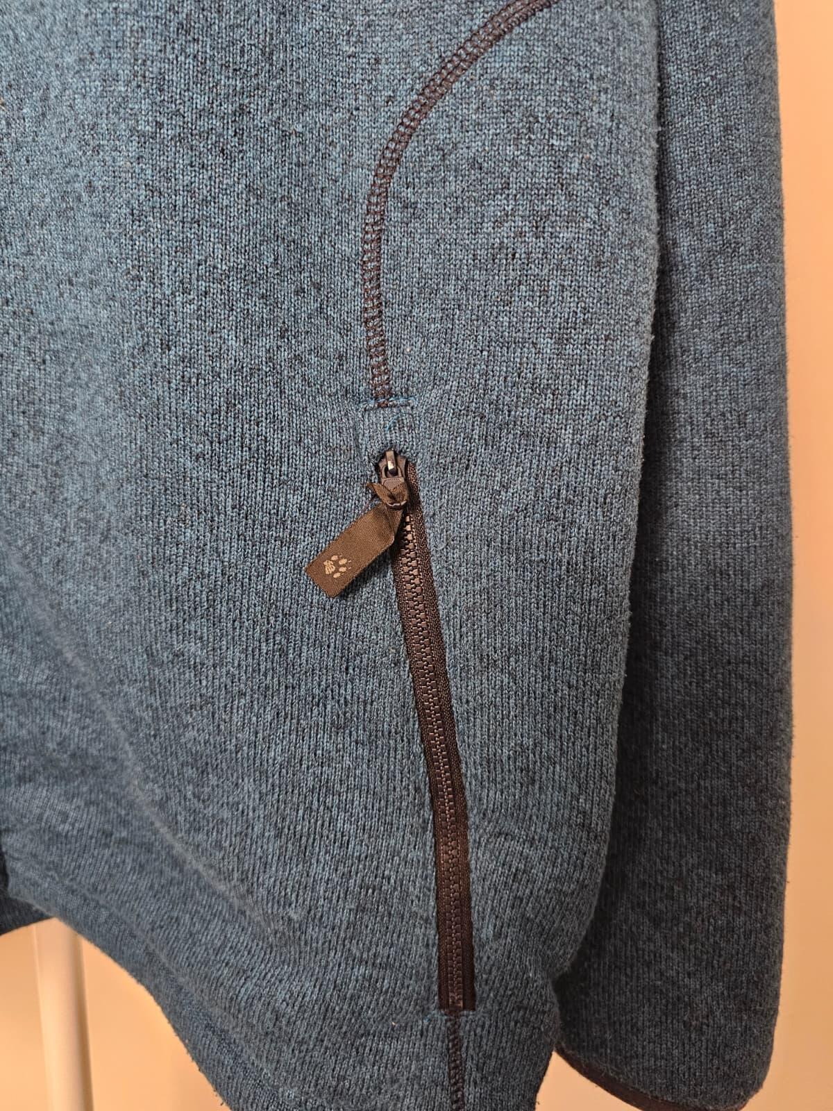 Jack Wolfskin Men's Full Zip Knitted Style Fleece Jacket - Teal Blue 44/46 XL