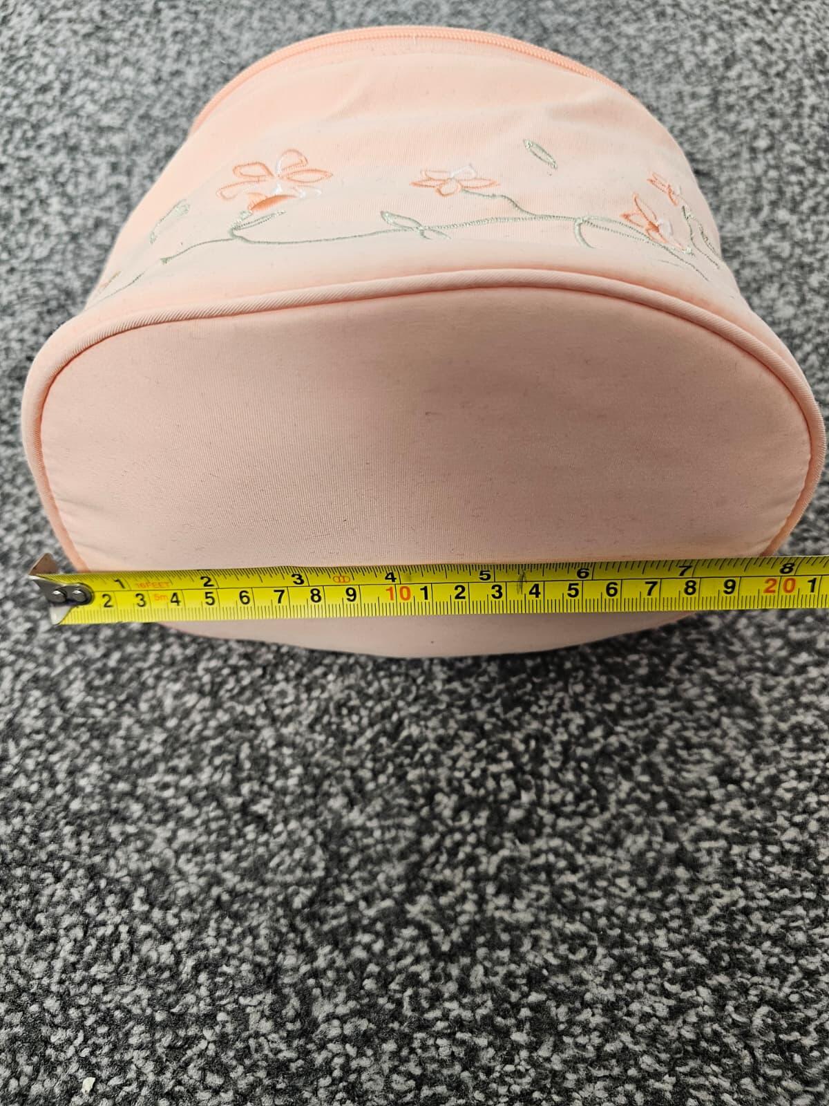 Vintage Y2K St Michael Embroidered Floral Make up Travel Bag With Handle In Pink
