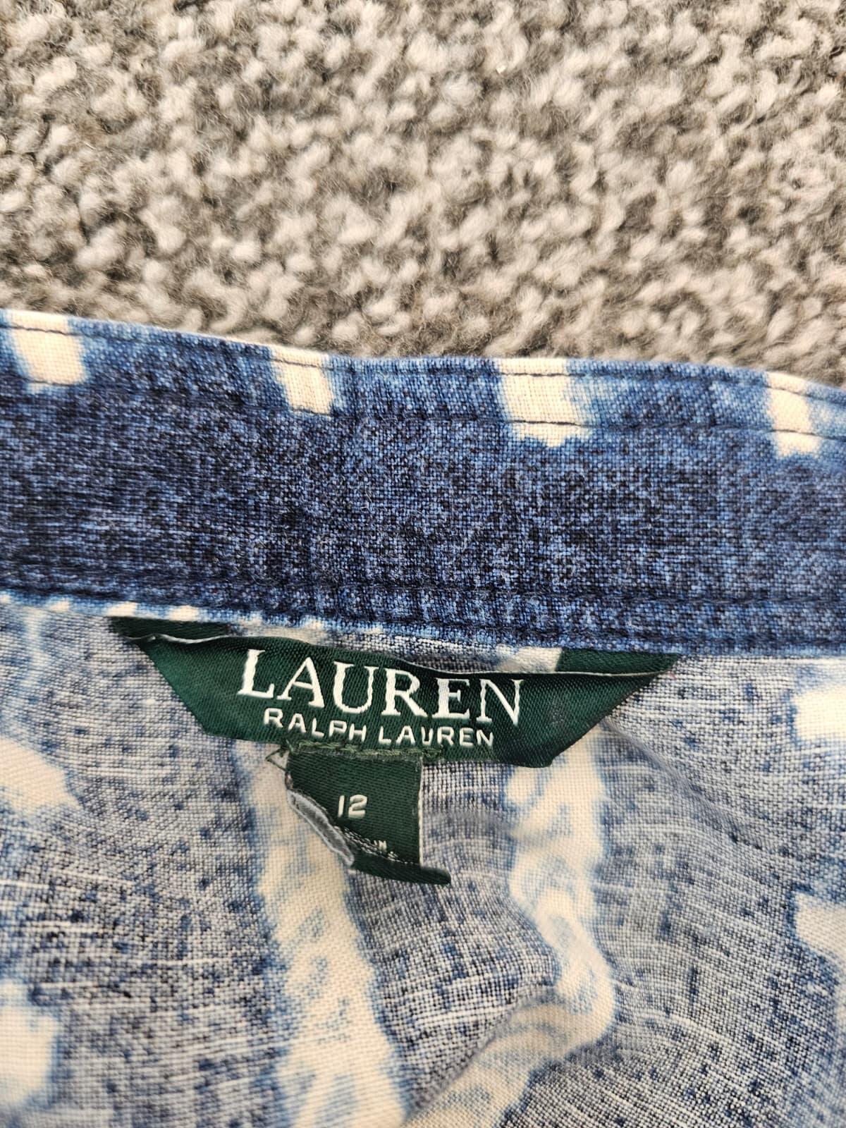 Lauren Ralph Lauren Women's Pattern Lined Blend Shift Dress - UK 12 - Navy