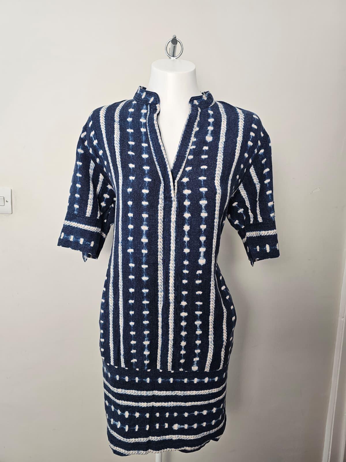 Lauren Ralph Lauren Women's Pattern Lined Blend Shift Dress - UK 12 - Navy