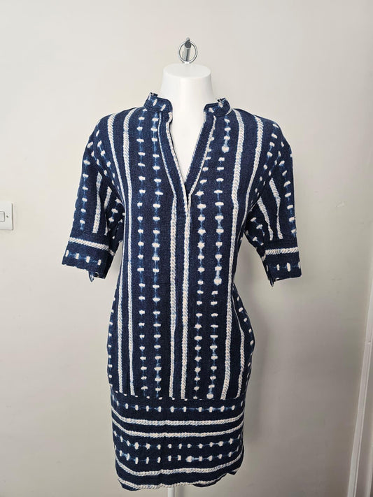 Lauren Ralph Lauren Women's Pattern Lined Blend Shift Dress - UK 12 - Navy