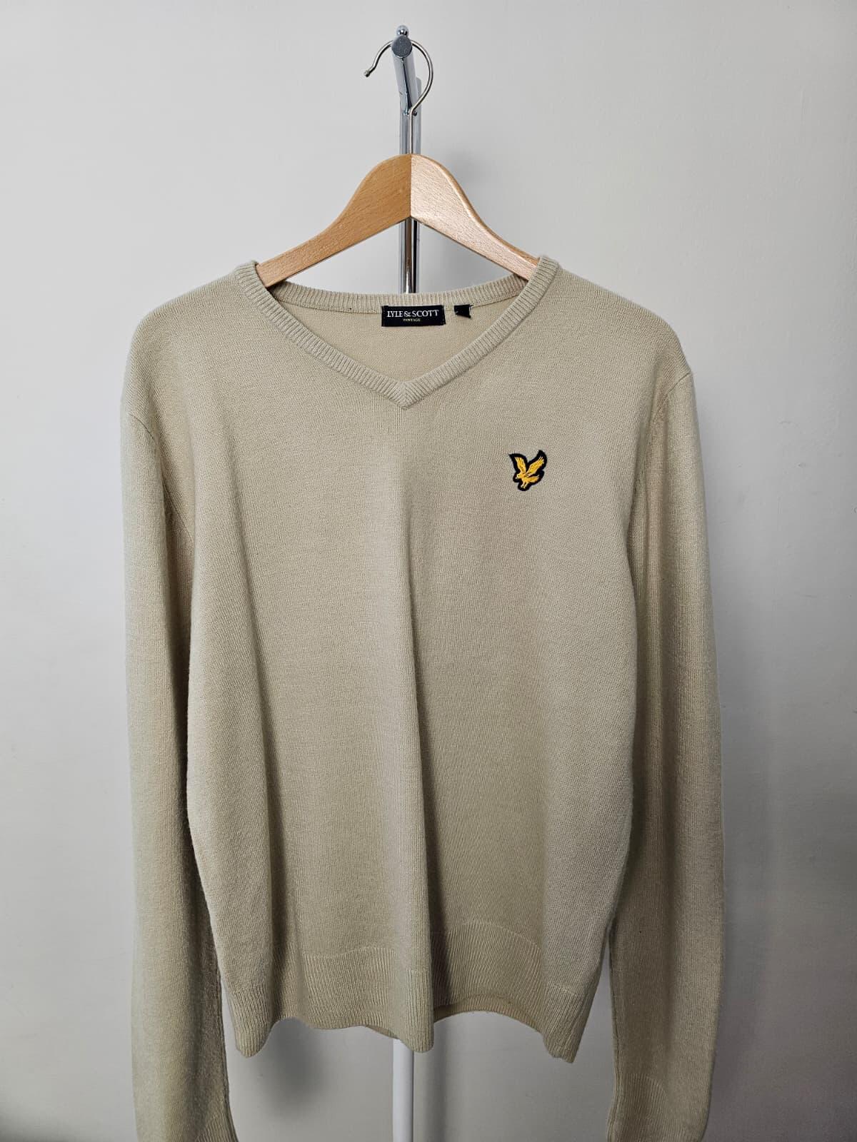 Lyle & Scott Vintage V-Neck Pullover Jumper/Sweater - L/Large - Beige