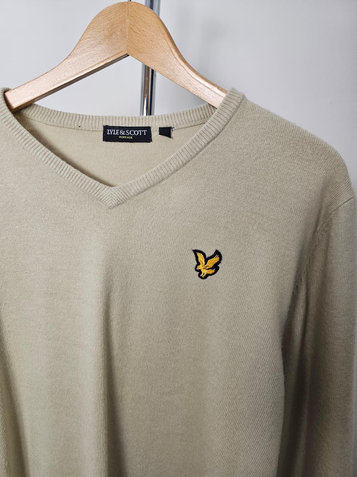 Lyle & Scott Vintage V-Neck Pullover Jumper/Sweater - L/Large - Beige