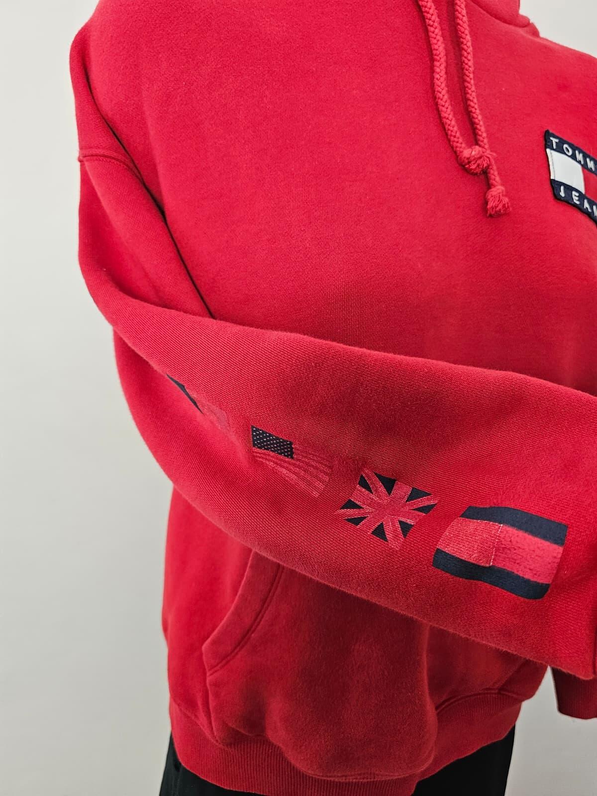 Tommy Hilfiger Jeans Women's Embroidered Flag Print Pullover Hoodie M/Medium Red