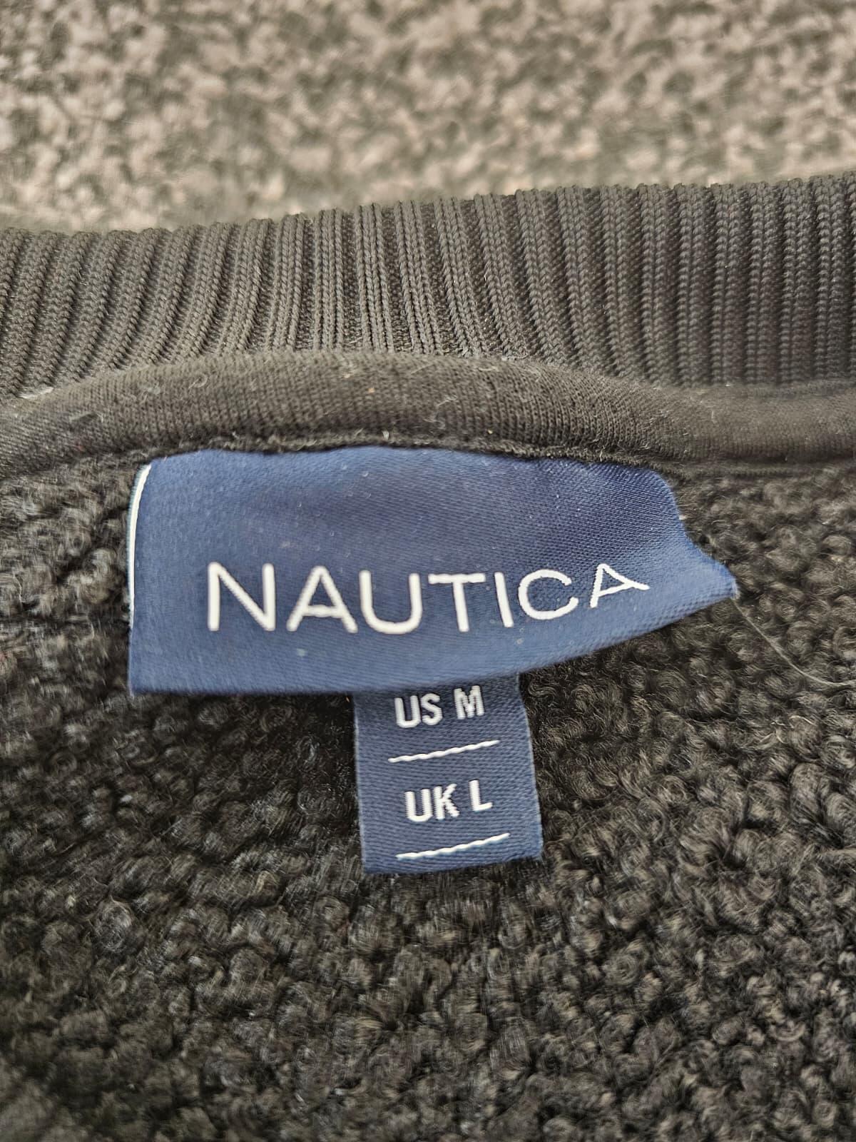 Nautica Elara Pullover Sherpa/Borg Embroidered Jumper/Sweatshirt - L/Large Black