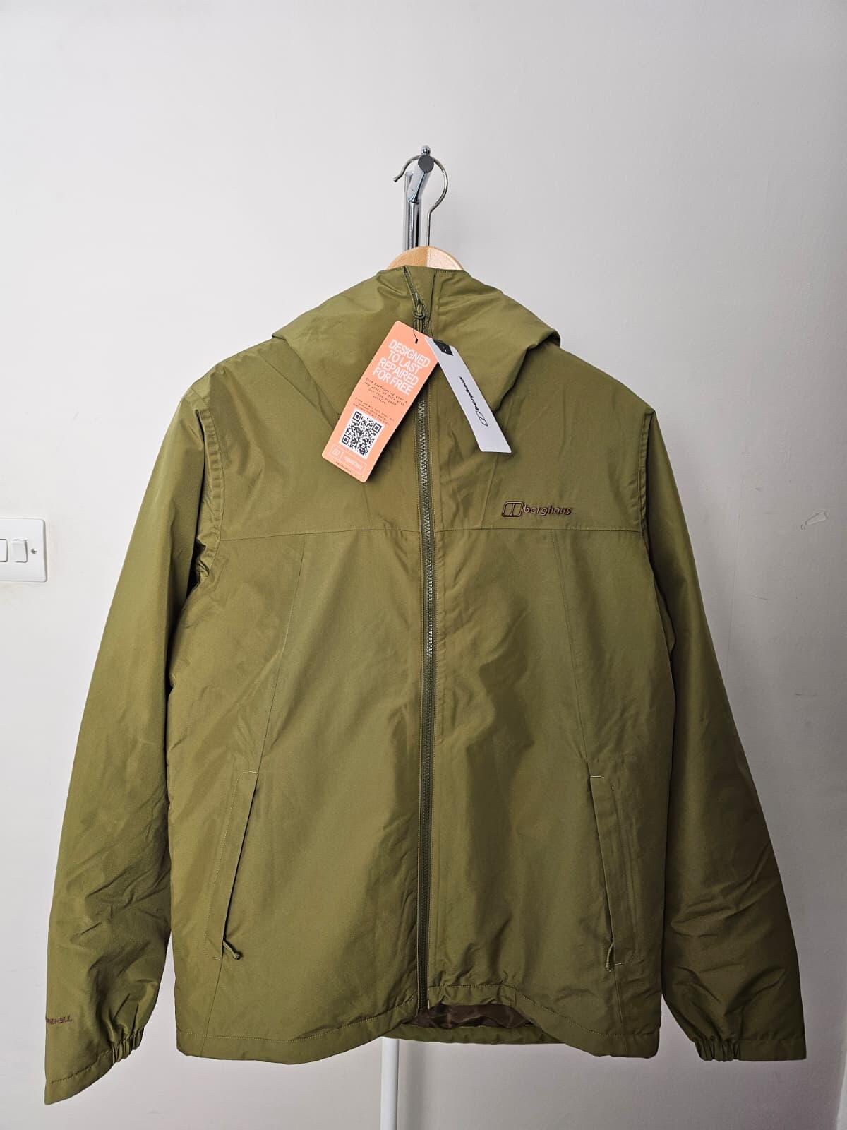 Berghaus Deluge Pro 3.0 Full Zip Insulated Hooded Jacket - M/Medium - Khaki