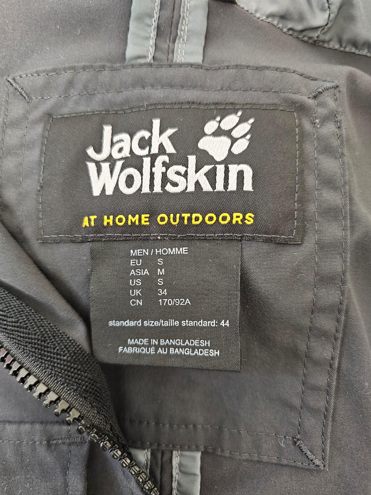 Jack Wolfskin Men's Rain/Windbreaker Full Zip Hooded Jacket - S/Small - Grey