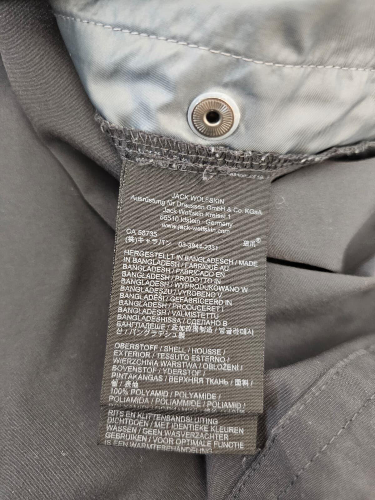Jack Wolfskin Men's Rain/Windbreaker Full Zip Hooded Jacket - S/Small - Grey