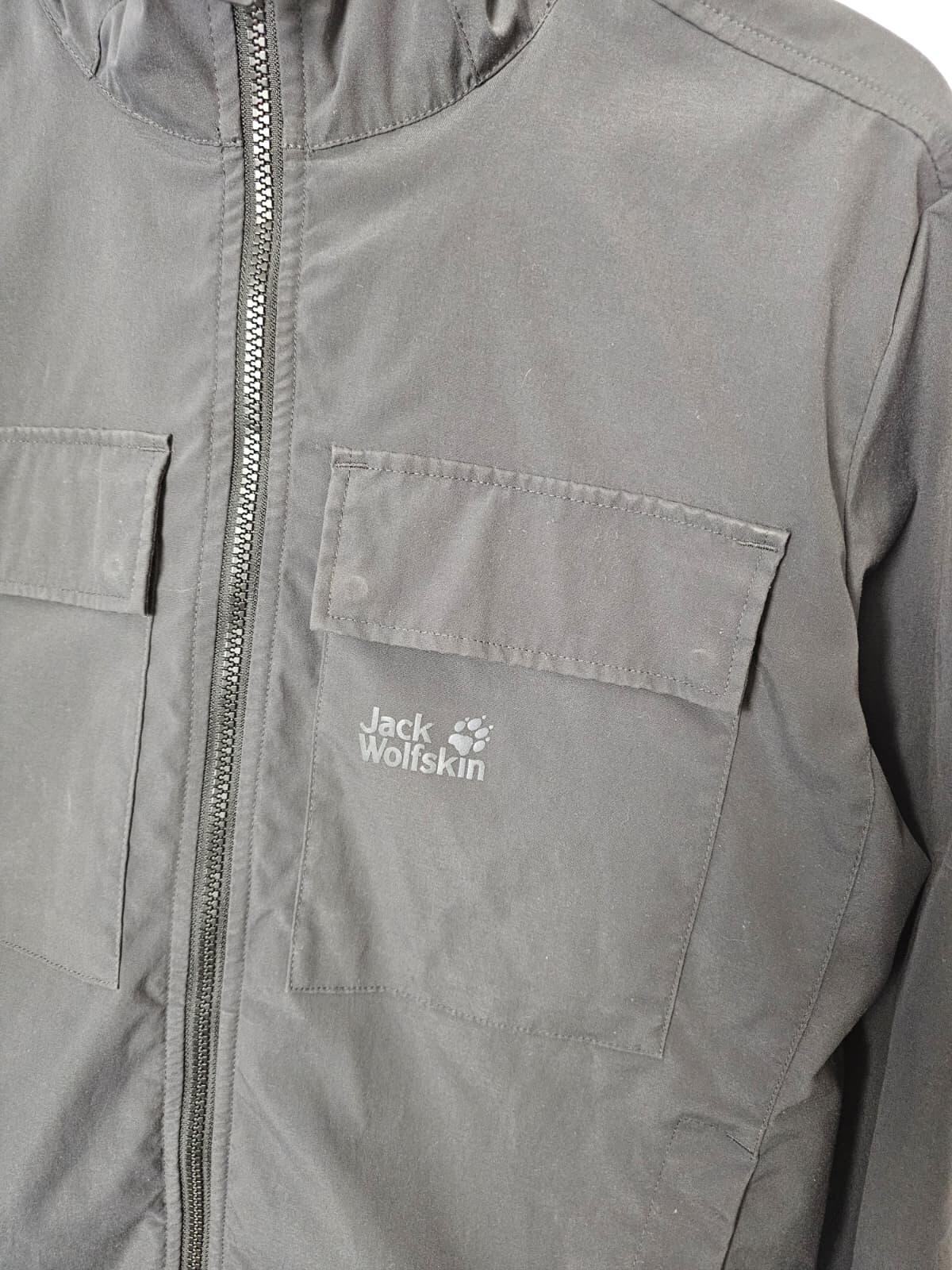 Jack Wolfskin Men's Rain/Windbreaker Full Zip Hooded Jacket - S/Small - Grey