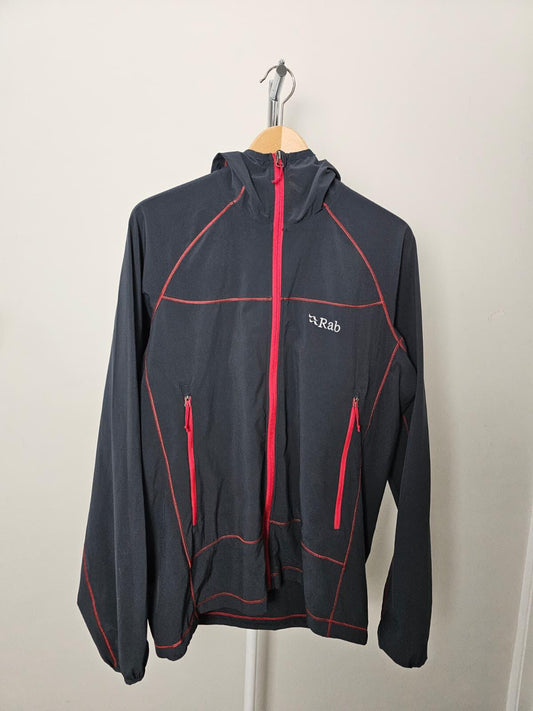 Rab Full Zip Hooded Light Weight Breathable Soft Shell Windbreaker Jacket - L