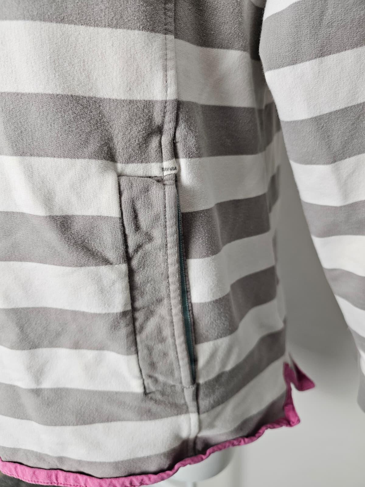Joules Women's Pullover Button Neck Hand Pocket Striped Sweatshirt Jumper  UK 14