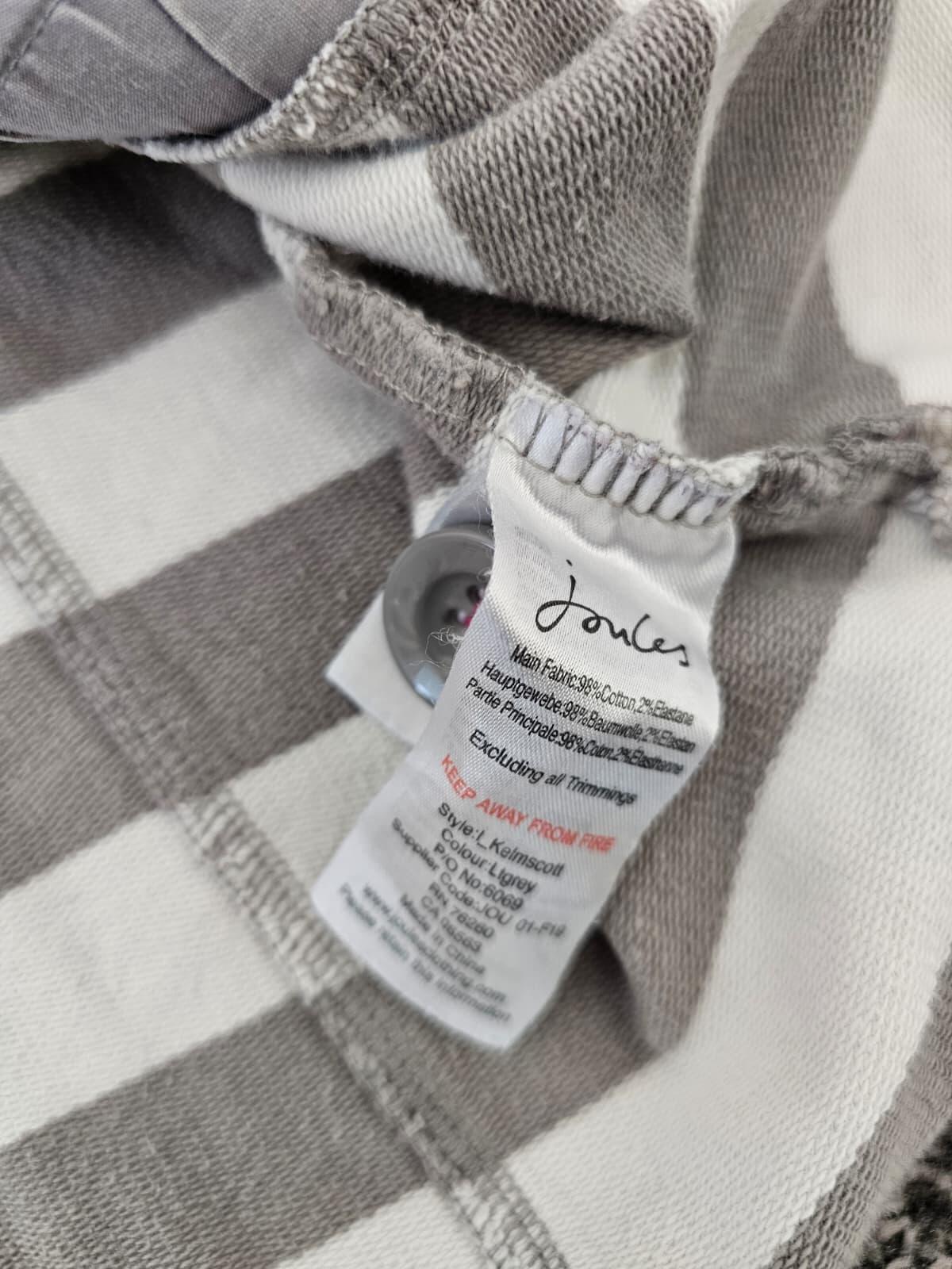 Joules Women's Pullover Button Neck Hand Pocket Striped Sweatshirt Jumper  UK 14