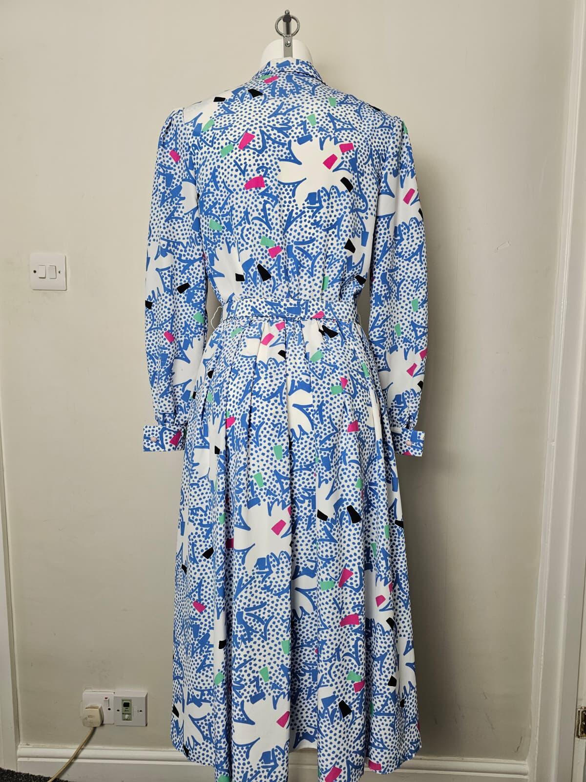 Richard Roberts Collection Vintage Women's 80's Belted Shirt Dress - UK 14
