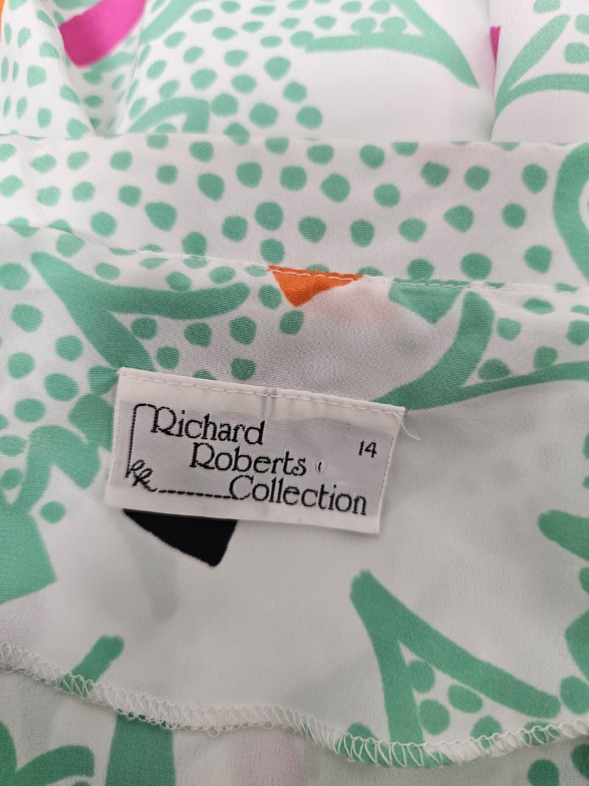 Richard Roberts Collection Vintage Women's 80's Belted Shirt Dress - UK 14 Green
